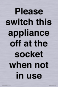 Please switch this appliance off at the socket when not in use